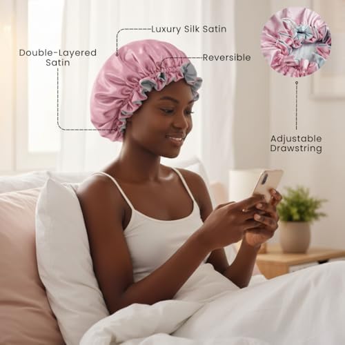 Silk Satin Hair Bonnet for Sleeping Reversible - Image 3