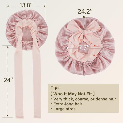 ZIMASILK 100% Mulberry Silk Bonnet for Sleeping Women Long Hair, Blush - Image 5