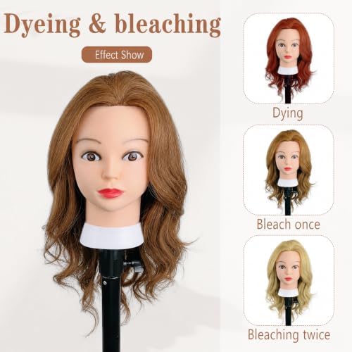 Mannequin Head 100% Real Human Hair 20-22" for Practice Cutting Bleaching - Image 3