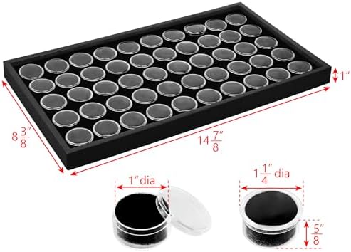 Ikee Design Black Foam Gem and Bead Organizer 50 Jars Display Tray - Image 2