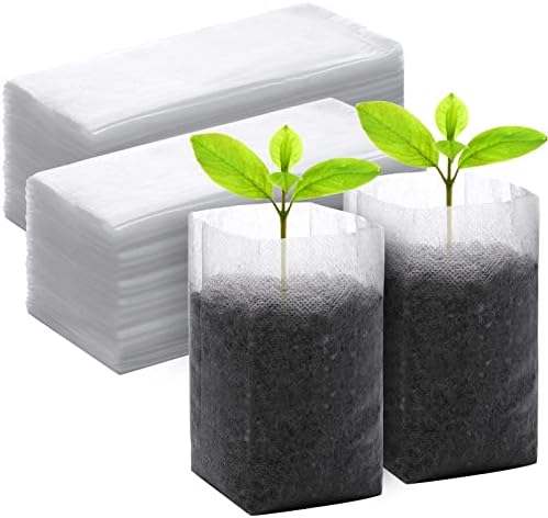 GREANER 200 PCS Nursery Bags, 5.5"x6.3" Non-Woven Fabric Seedling Bags Biodegradable for Home Garden Supply, Tree, Flower, Vegetable, Nursery Pots Container Plants Pouch by GREANER