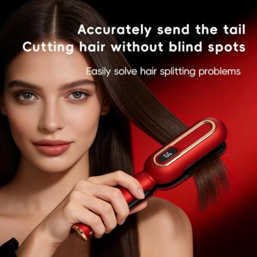 Cordless Split Ends Trimmer for Hair, Rechargeable Hair Care Tool-Red - Image 2