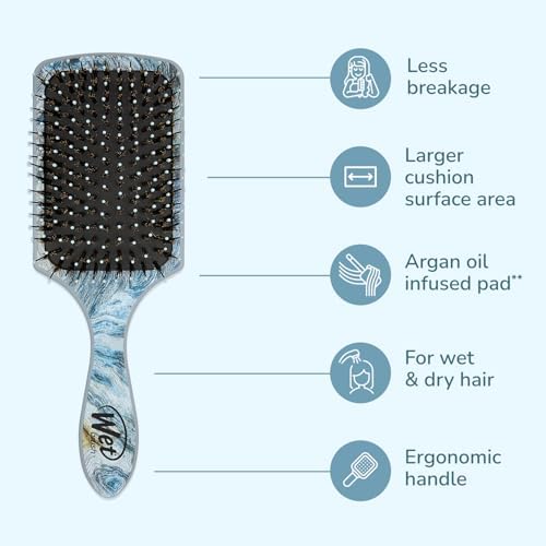 Wet Brush Paddle Shine Enhancer with Argan Oil, Distressed Wood - Ultra-Soft IntelliFlex Detangling Bristles with Boar Bristles For A Smooth & Shiny Finish - Pain-Free Hair Brush For Women & Men - Image 4
