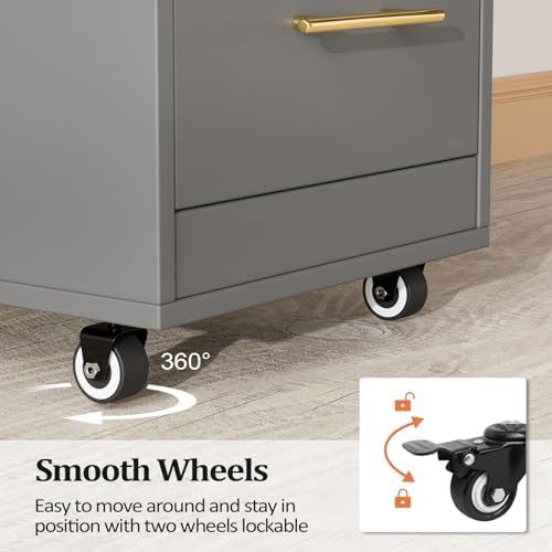 Salon Trolley Cart with Wheels, 3-Drawer Rolling Hair Styling Station, Mobile Beauty Trolley with Hot Tools Holder, Storage for Salon, Barbershop, Spa & Tattoo, Grey - Image 5