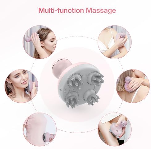 COMFIER Scalp Massager for Hair Growth, Waterproof & Full Body Kneading, 84 Massage Nodes, Handheld Head Scratcher, Cat Massager, Pink - Image 4
