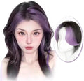 VAVANGA Long Hair Topper with Bangs Clip in Black Purple Highlight Color by VAVANGAHAIREXTENSION