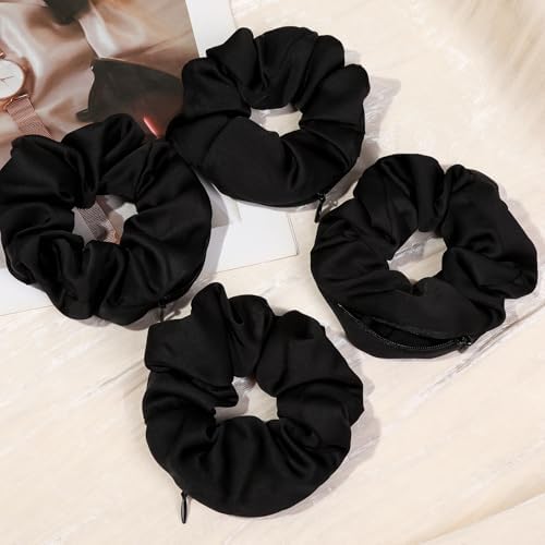 Pocket Scrunchies Hair Ties with Hidden Zipper Stash Scrunchy Ponytail Holder Secret Compartment Items - Image 7