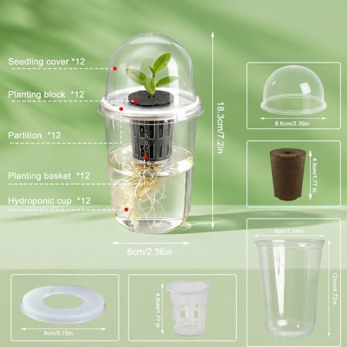 12 Pack 5in1 Seed Starter Cup Kit With Dome,Propagation Cups Self Watering - Image 4