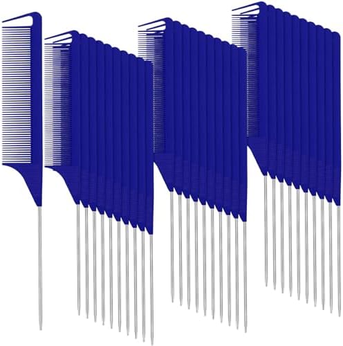 Patelai 30 Pcs Rat Tail Steel Combs Fine Tooth Bulk,Navy Blue by Patelai