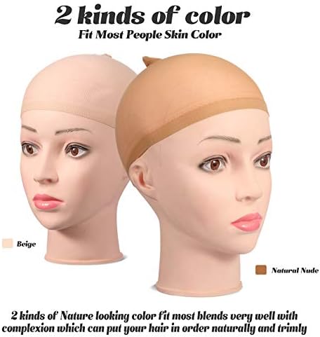 Chuangdi 100 Pcs Elastic Medium Nude Wig Caps Stretchy Nylon Stocking Caps for Women Cosplay(Beige and Natural Nude) - Image 2