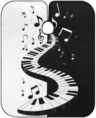 Hair Cutting Cape Piano Music Notes Abstract Black Green Art Haircut Hairdressing Cloth Apron for Makeup Artist Beautician, Hair Dye, Water Resistant Professional Salon Cape Hair Dress Apron - Image 6