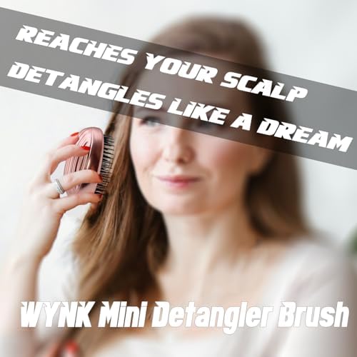 WYNK Mini Travel Detangling Hairbrush Detangler with Cover, Champagne Gold - Image 3