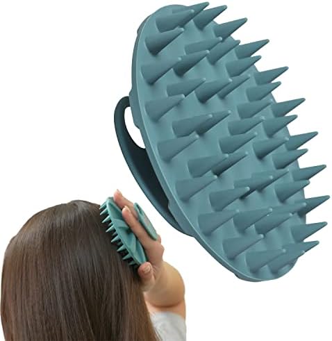 One-piece Silicone Scalp Massager Shampoo Brush Hair Wash, Dark Green by INNERNEED