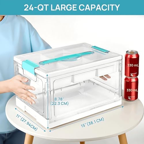 Vtopmart 24 QT Clear Storage Box with Tray & Dividers, 1 Pack–Basic - Image 5