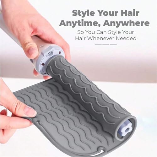 Flat Iron Heat Resistant Silicone Mat for Curling Iron, Hair Straightener Pad, Sleeve, Travel Case and Other Styling Tools, for Counter, 9 x 6.5 in, Gray - Image 2
