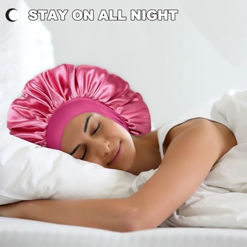 2 Pcs Extra Large Satin Hair Bonnet for Sleeping Cap - Image 2