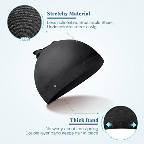 IKOCO Wig Cap, 8Pcs Stretchy Nylon Caps for Women, Black - Image 4