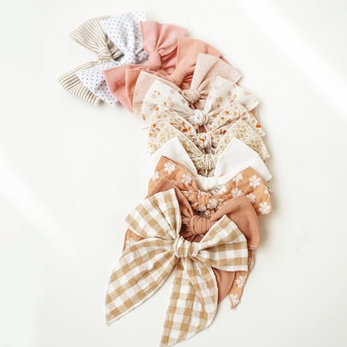 Niceye Big Hair Bows for Girls, Cotton Linen Alligator Clips, 5.5" Bows - Image 7