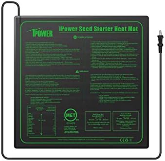 iPower GLHTMTM-A 20" x 20" Waterproof Durable Seedling Heat Mat Warm Hydroponic Plant for Indoor Gardening Germination Starting, black by iPower