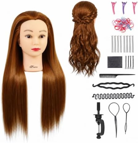 26-28 Inch Synthetic Fiber Mannequin Head for Braiding Styling Cutting Cosmetology Practice Doll with Clamp Stand for Makeup Training (Blond) by Unknown