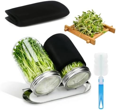 Sprouting Jar Kit-2Pack Wide Mouth Mason Jars with Mesh Sprout Lids，32 oz by Cekikibi