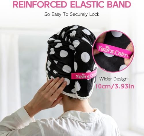 Years calm XL Microfiber Hair Towel Wrap for Women, Polka dots - Image 2