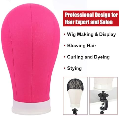 XTREND 22Inch Canvas Block Head for Making Head Weft/Wig/Hair Extension Making Display Styling Mannequin Head with Stand Set Manikin Canvas Head Hair Accessories - Image 3