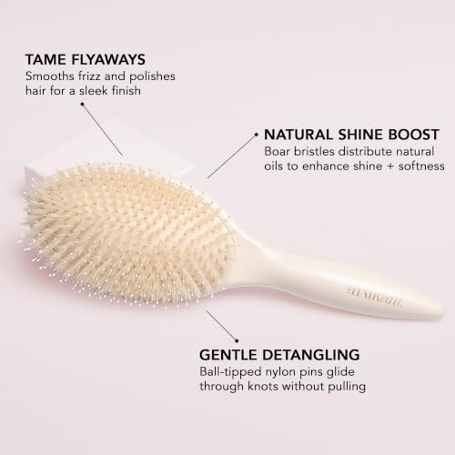 The Hair Edit Finish & Shine Boar Bristle Hairbrush for Smooth Shiny Hair - Image 3