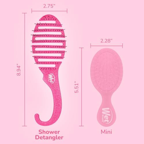 Wet Brush Shower Hair Brush Detangler - Exclusive Ultra-soft IntelliFlex Bristles - Minimizes Pain And Protects Against Split Ends and Breakage - Comb For Women, Men, Wet & Dry Hair - Pink Glitter - Image 5