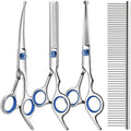 Professional 4 in 1 Dog & Cat Grooming Scissors Kit with Safety Round Tips,Sharp & Durable,Dog Shears for Grooming - Includes Straight, Curved, Thinning Scissors and Comb - Premium Pet Supplies by Unknown
