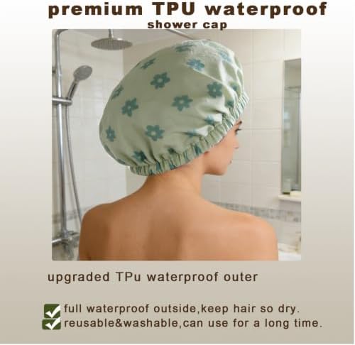 Genergy 2Pcs Satin Lined Large Shower Cap for Women Set with Bag & Scrunchy - Image 5