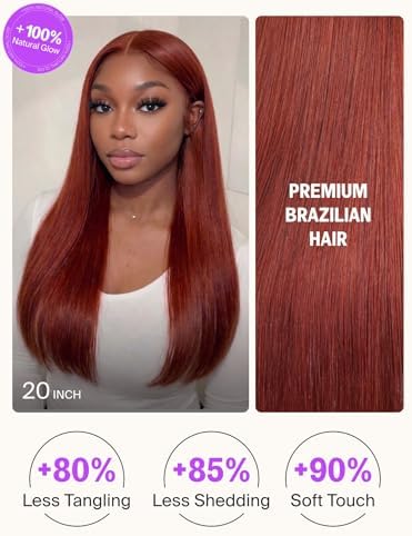6x5 Reddish Brown Lace Front Wigs Human Hair 20 Inch Straight - Image 2