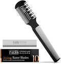 Facón Razor Comb for Hair Cutting - Professional Hair Cutting Comb Kit with 12 Replacement Blades, Double Edge Shaper for Salon & Home, Premium Styling Thinning Texturizing Split Ends Trimming Razor by Fac%C3%B3n