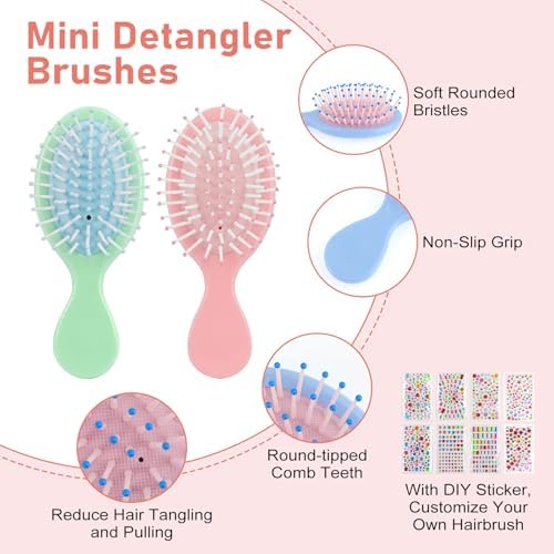 Hair Brush Bulk, Mini Brush Bulk,with Diy Stickers (15-PACK) - Image 3