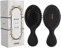 RHOS Mini Hair Brush for Women,Men and Kids-Travel Size Hair Brush for Purse,Pocket,backpack-Small Cushion Paddle Brush with Soft Bristles-Mini Detangler Brush for All Hair Types(1 Pack-Black) by RHOS