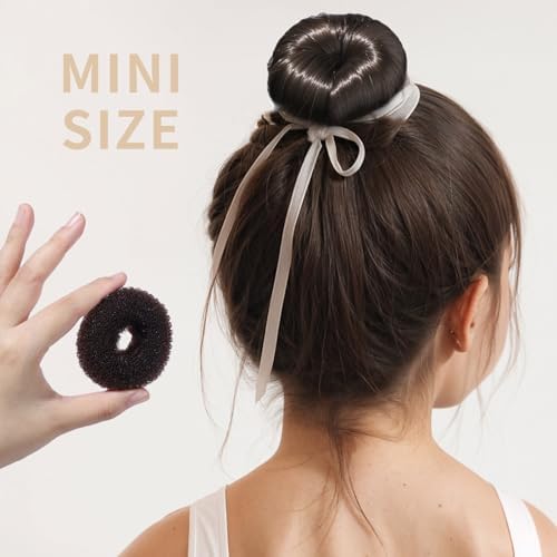 FANDAMEI Hair Bun Maker for Kids, 4PCS Donut Bun Maker Small with 4PCS Extra Small Hair Buns Kit. Ballet Hair Bun Maker for Kids, Hair Bun Set with Elastic Hair Ties, Hair Pins.(Brown) - Image 3