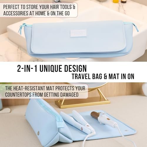 BAREFOOT CARIBOU Hair Tools Travel Bag and Heat Resistant Mat 17"(BabyBlue) - Image 5