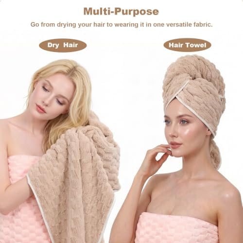 Super Soft Microfiber Hair Towels 2-Pack Lage Size (24x42 inch) for Girls - Image 3