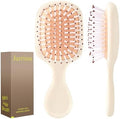 Mini Hair Bursh for Women Men and Kids, Protable Travel Size Hair Brush for Pockets Purses, Mini Detangler Brush for All Hair Types, Small Paddle Brush for Detangling (Beige) by aestheticspracticality