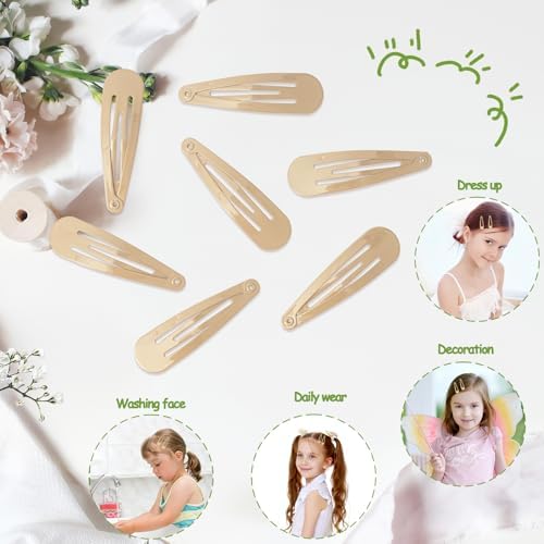 120 Pack Taupe 2 Inch Barrettes Women Metal Snap Hair Clips Accessories - Image 4