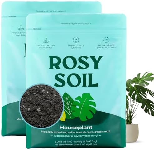 Rosy Soil Houseplant Potting Soil, 8 Quarts, Pack of 2 by RosySoil