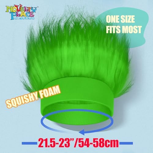Novelty Place Green Hairy Costume Headband - Fun and Fuzzy Crazy Hair Wig Troll Hair Costume Accessories - Perfect for Sports Parties, Costume, Cosplay, and Halloween - Fit Kids, Teens and Adults - Image 2
