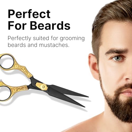 H&S GoldBlack Hair & Beard Cutting Scissors Japanese Steel Shears, 6.5 Inch - Image 6