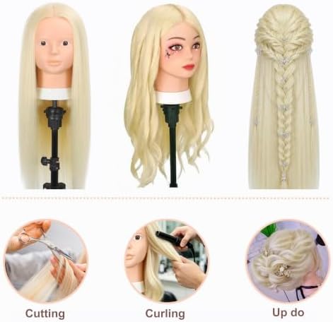 Opini Mannequin Head with 80% Real Human Hair Doll Head for Hairdresser - Image 3