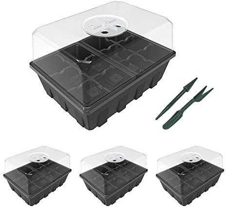 Gardzen 3 Pack Seed Starter Tray Germination Kit, Seed Starter Kit with Adjustable Humidity Dome, Plant Growing Kit 6.6" x 4.5" (12-Cell per Tray), Clear by Gardzen