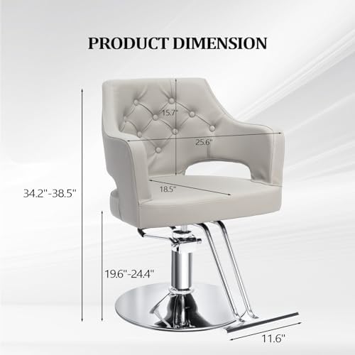 OmySalon Barber Chairs for Barbershop Gray Styling Chair, Salon Chair for Hair Stylist, Heavy Duty Hydraulic Pump, 360°Swivel with Footrest, Hairdressing Home Beauty Spa Equipment - Image 3