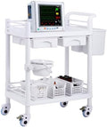 VEVOR Medical Mobile Trolley Cart with 2 Drawers & 3 Trash Cans, 2 Tiers Beauty Salon Rolling Trolley with 4 Silent Wheels & 2 Dirts Bucket & Bowl, Medical Utility Cart for Hospital Dental Clinic Lab by VEVOR