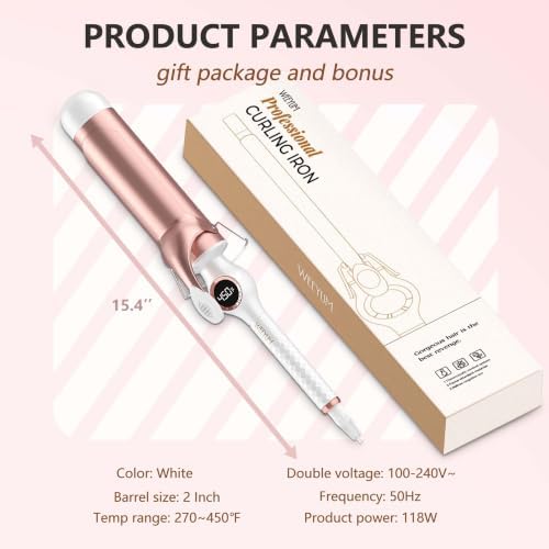 WEEYUM 2 Inch Curling Iron, Large Barrel Curling Iron/Wand, Dual Voltage - Image 7