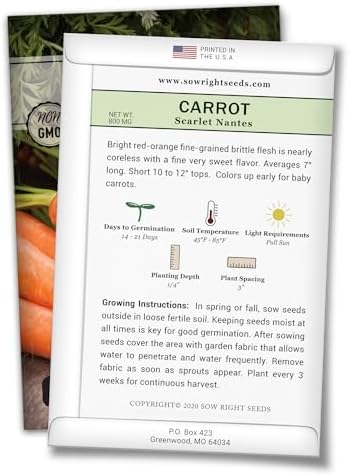 Sow Right Seeds - Scarlet Nantes Carrot Seed for Planting Baby Carrots 4pk - Image 2