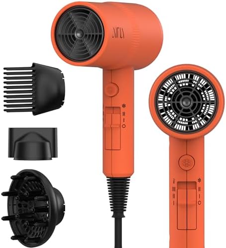 AINA Hair Dryer with Diffuser,Comb Full-Featured Blow Dryer 110V(Orange) by Aina